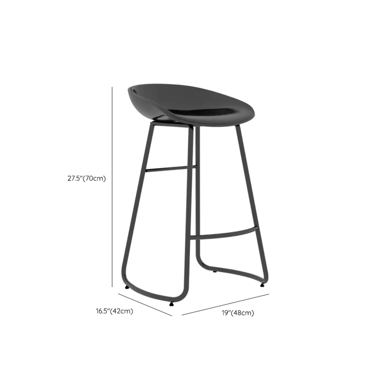 Bucket Low-Back Metal Sled Armless Bar Stool