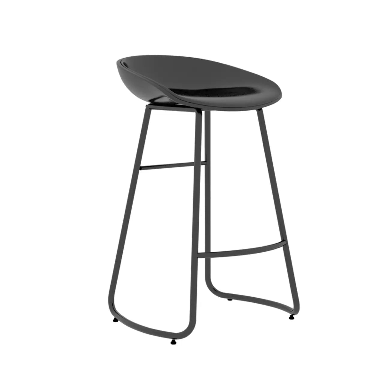 Bucket Low-Back Metal Sled Armless Bar Stool — Black