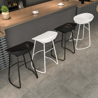 Bucket Low-Back Metal Sled Armless Bar Stool — Black