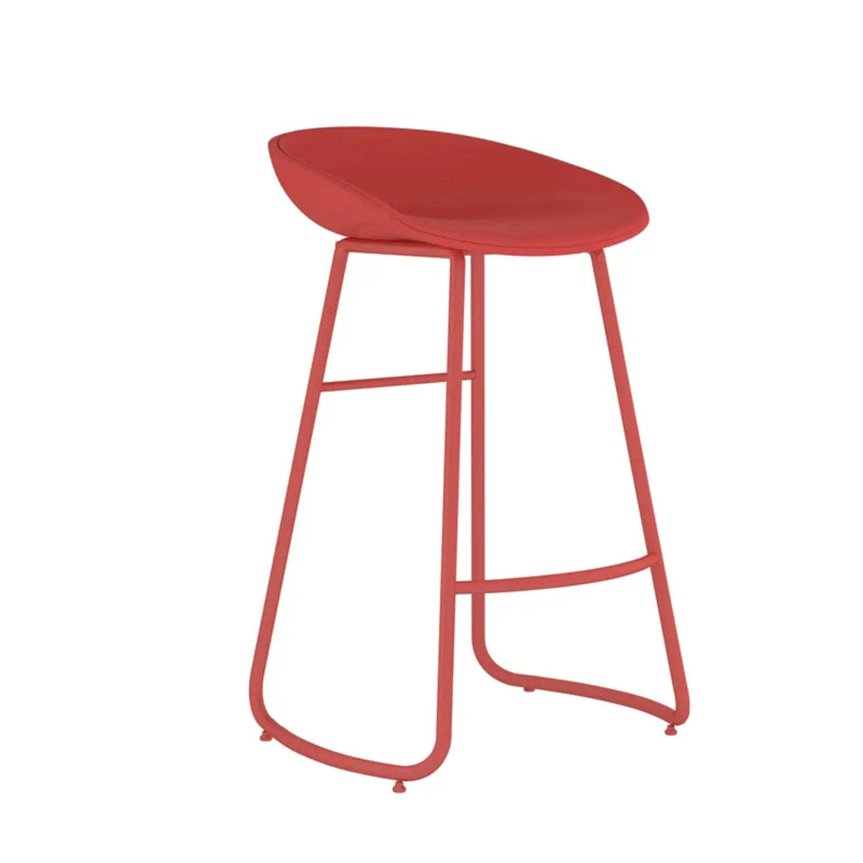Bucket Low-Back Metal Sled Armless Bar Stool — White