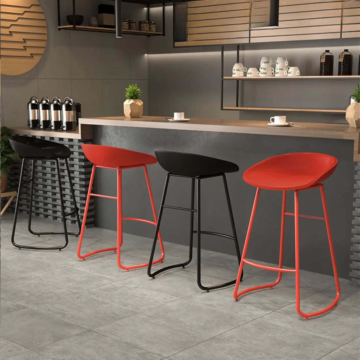 Bucket Low-Back Metal Sled Armless Bar Stool — White