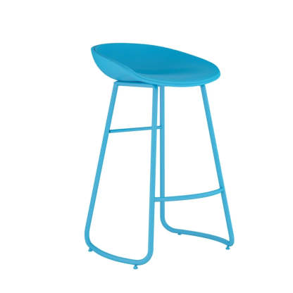 Bucket Low-Back Metal Sled Armless Bar Stool — Yellow