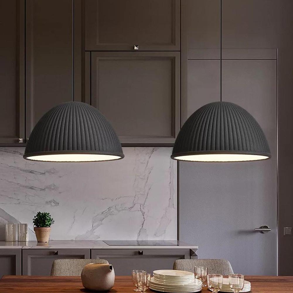 Inverted Cup Design Industrial Pendant Lighting LED Glass Metal Cement Ceiling Light-Lighom