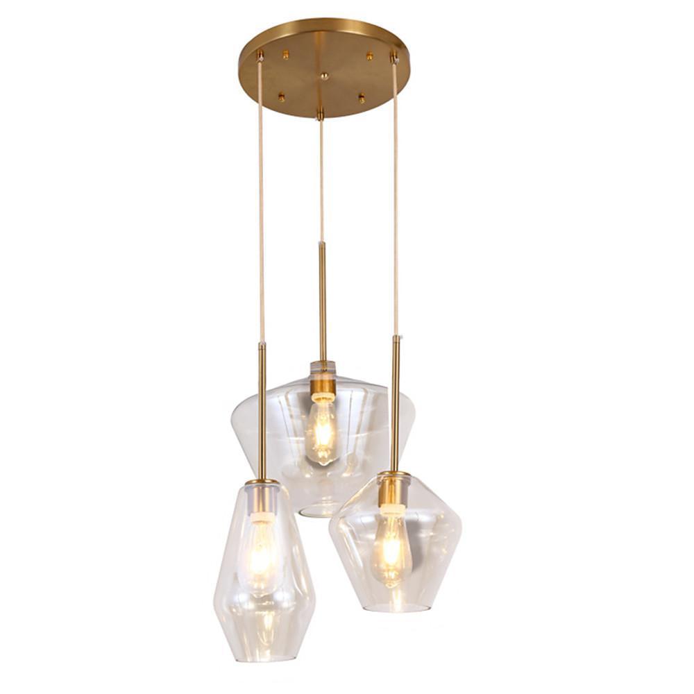 3-light Creative Glass LED Retro Pendant Lights Kitchen Island Lighting-Lighom