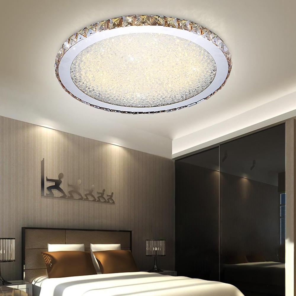 16'' Rounded Antique Painted Metal Crystal LED Modern Ceiling Lights-Lighom