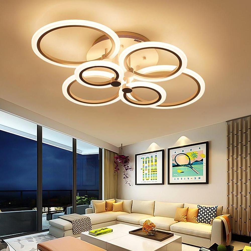 Circles Aluminum Acrylic Cluster Style Design Flush Mount Lighting LED Living Room Bedroom Ceiling Lights-Lighom