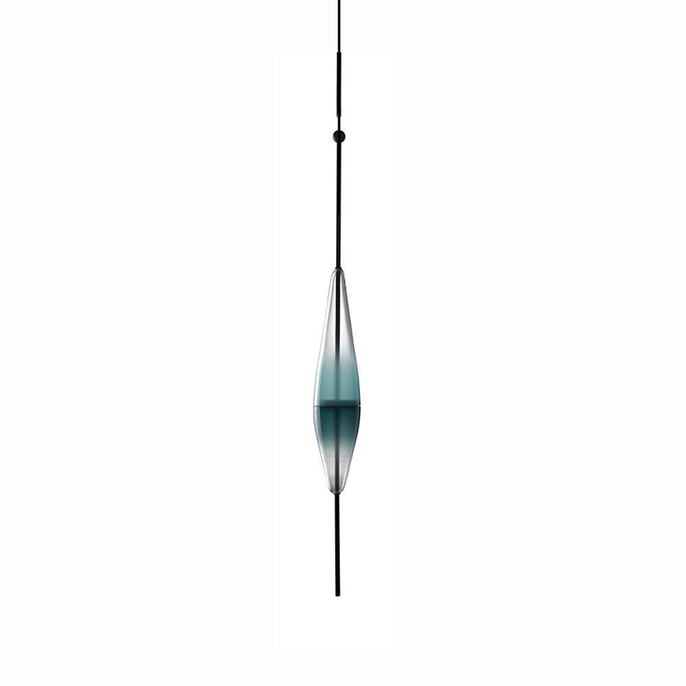 Gradient Blue Glass Industrial Pendant