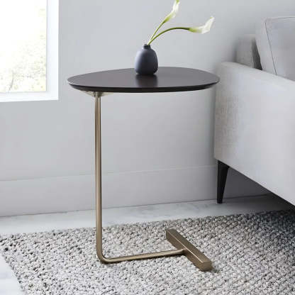 C-Shape Metal-Wood Side Table