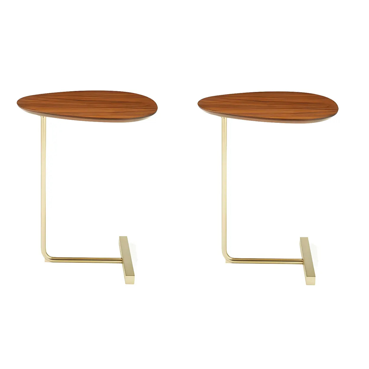 C-Shape Metal-Wood Side Table