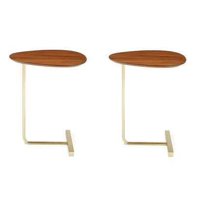 C-Shape Metal-Wood Side Table