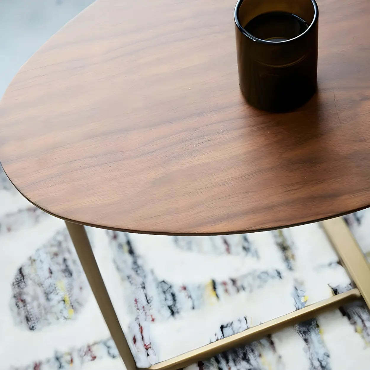 C-Shape Metal-Wood Side Table