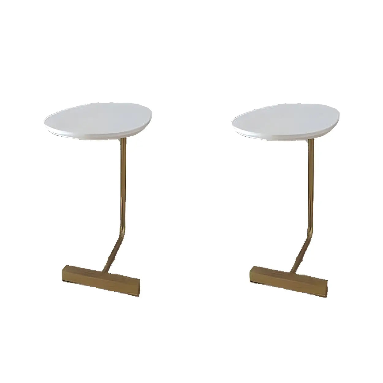 C-Shape Metal-Wood Side Table