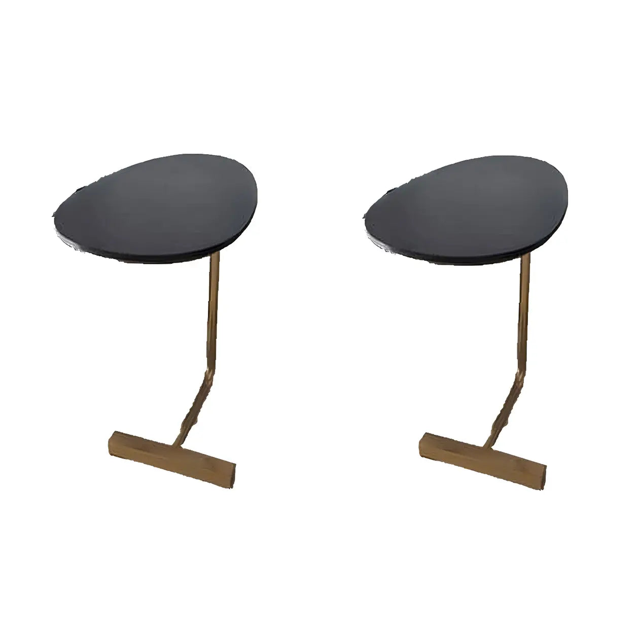 C-Shape Metal-Wood Side Table