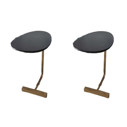 C-Shape Metal-Wood Side Table