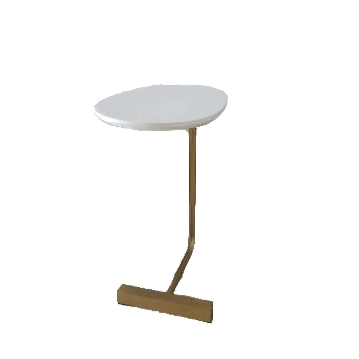 C-Shape Metal-Wood Side Table
