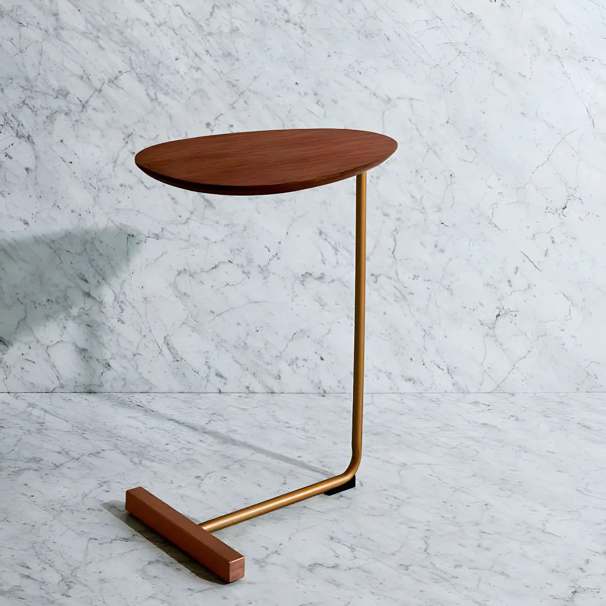C-Shape Metal-Wood Side Table