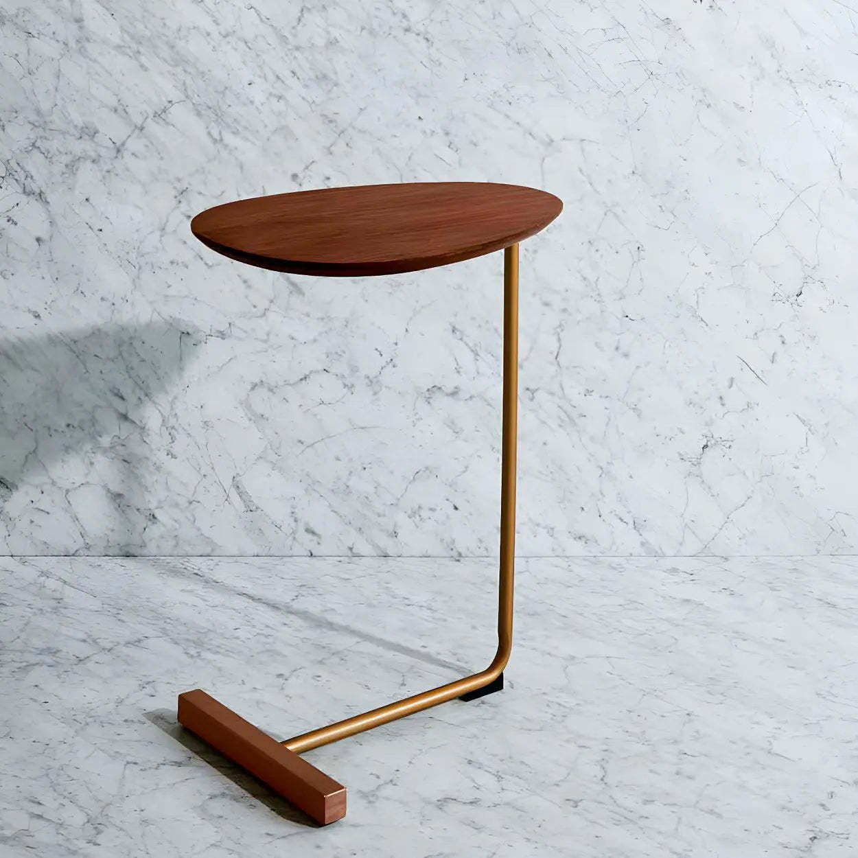 C-Shape Metal-Wood Side Table
