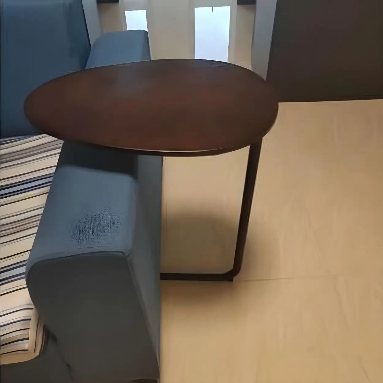 C-Shape Metal-Wood Side Table