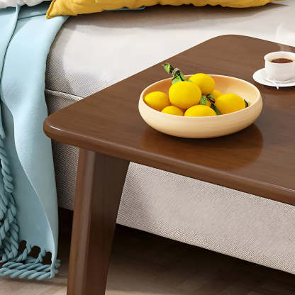 C-Shaped Walnut Multipurpose Side Table with Casters — Walnut / 1