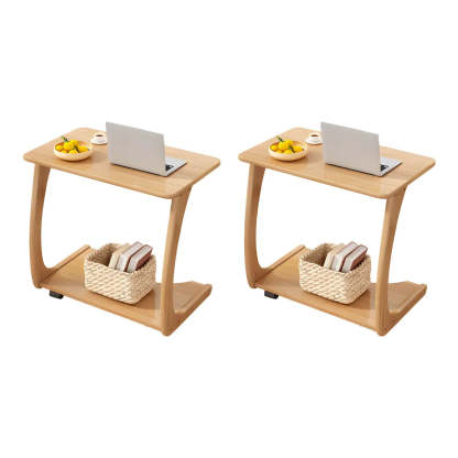 C-Shaped Walnut Multipurpose Side Table with Casters — Walnut / 2