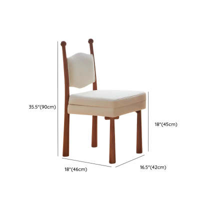 Off-White Upholstered Round-Back Wood Dining Chair