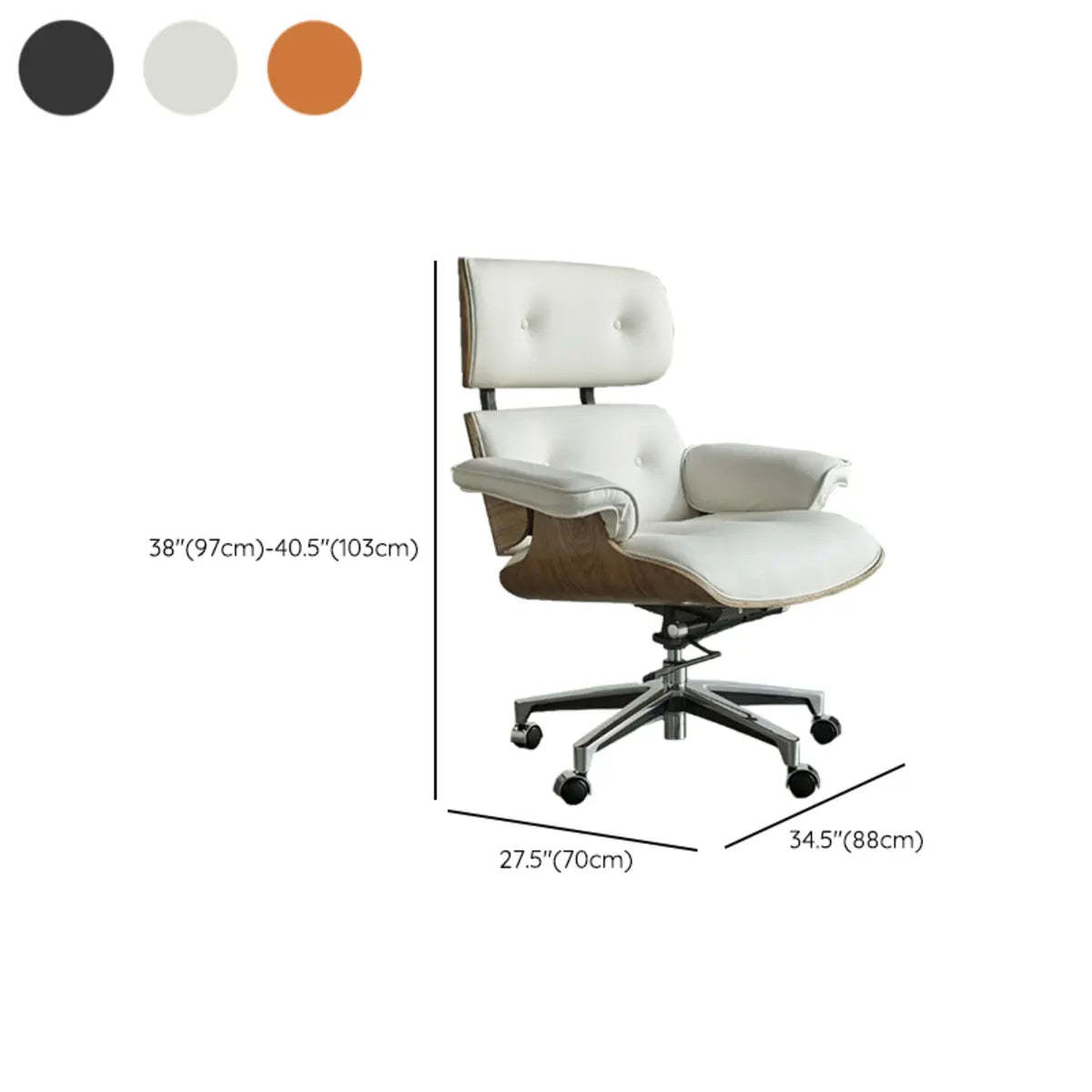 Tilt Ergonomic Wood Swivel Leather Office Chair