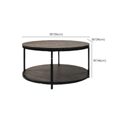 Simple Brown Wood Round Four-Leg Coffee Table