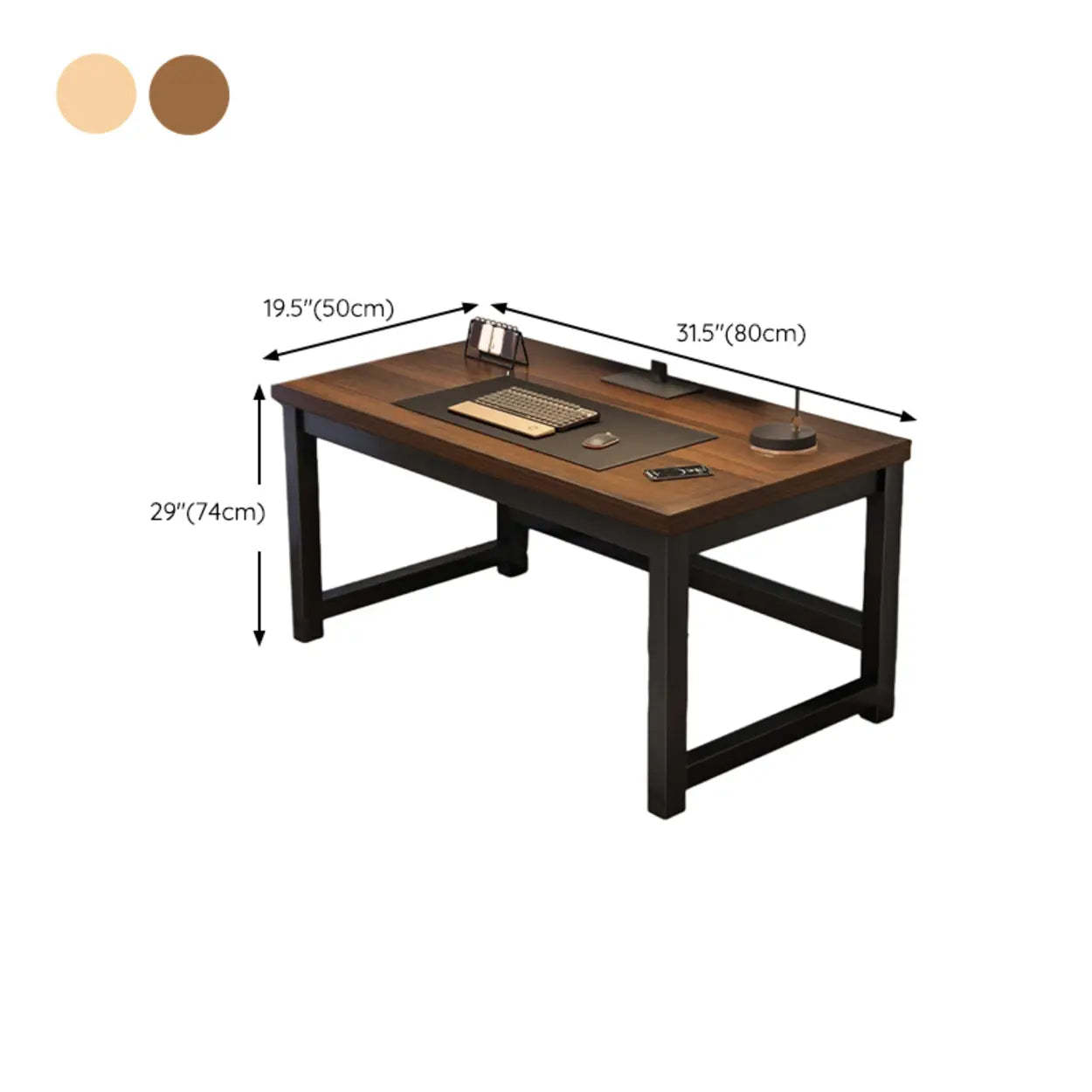 Rectangular Wood Metal H-Base Writing Desk — Cherry Wood / Table Only
