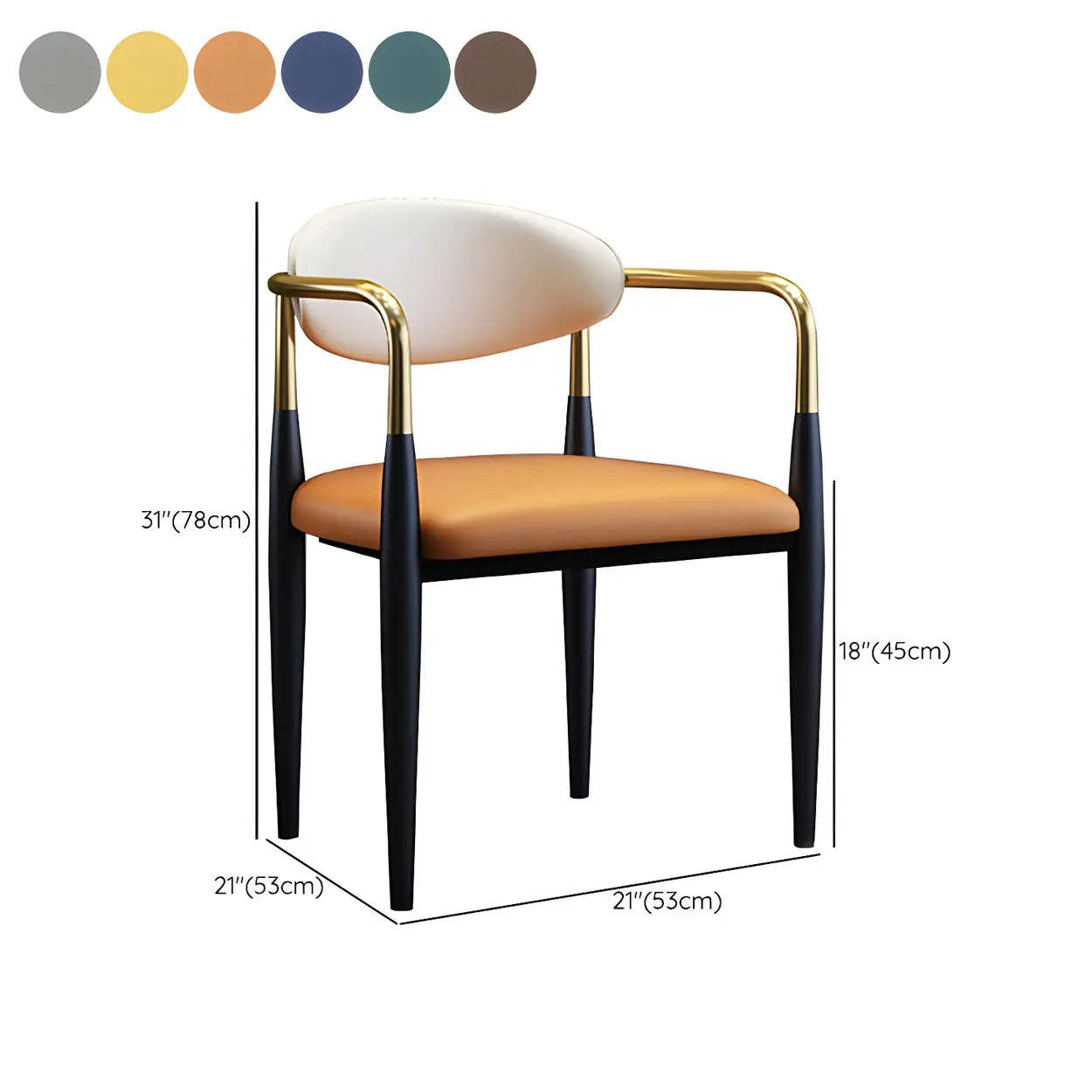 Industrial Faux Leather Open-Back Dining Arm Chair