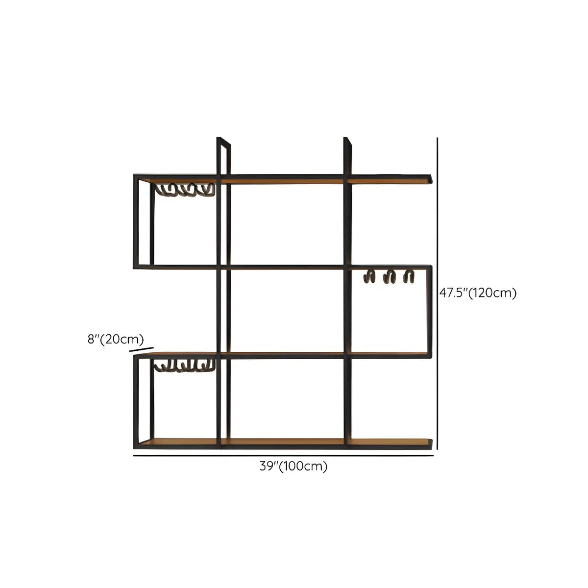 Black Geometric Metal Floating Wall Wine Rack