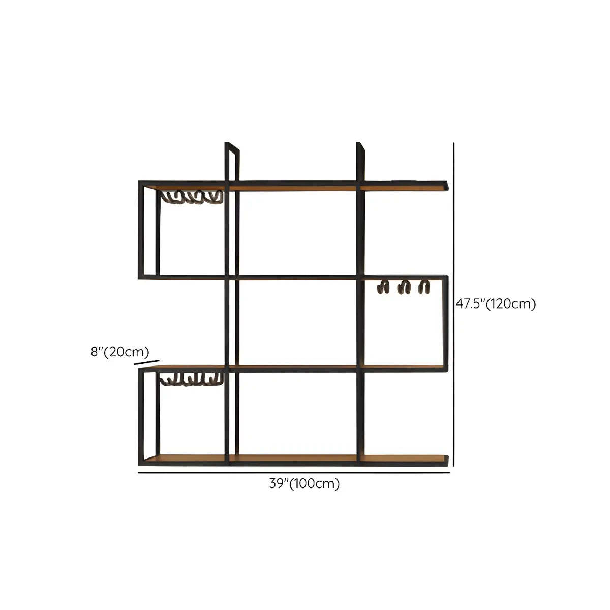 Black Geometric Metal Floating Wall Wine Rack
