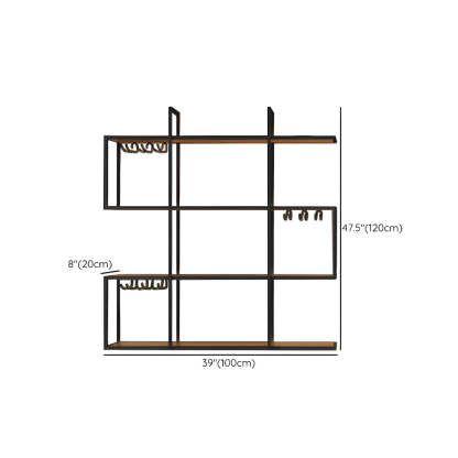 Black Geometric Metal Floating Wall Wine Rack