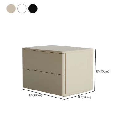 Rectangular White Wood 2-Drawer Nightstand — Black / 2 Piece Set