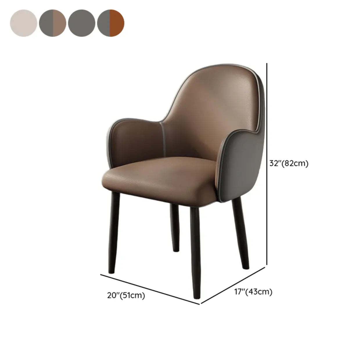 Modern Leather Dining Chair with Armrests