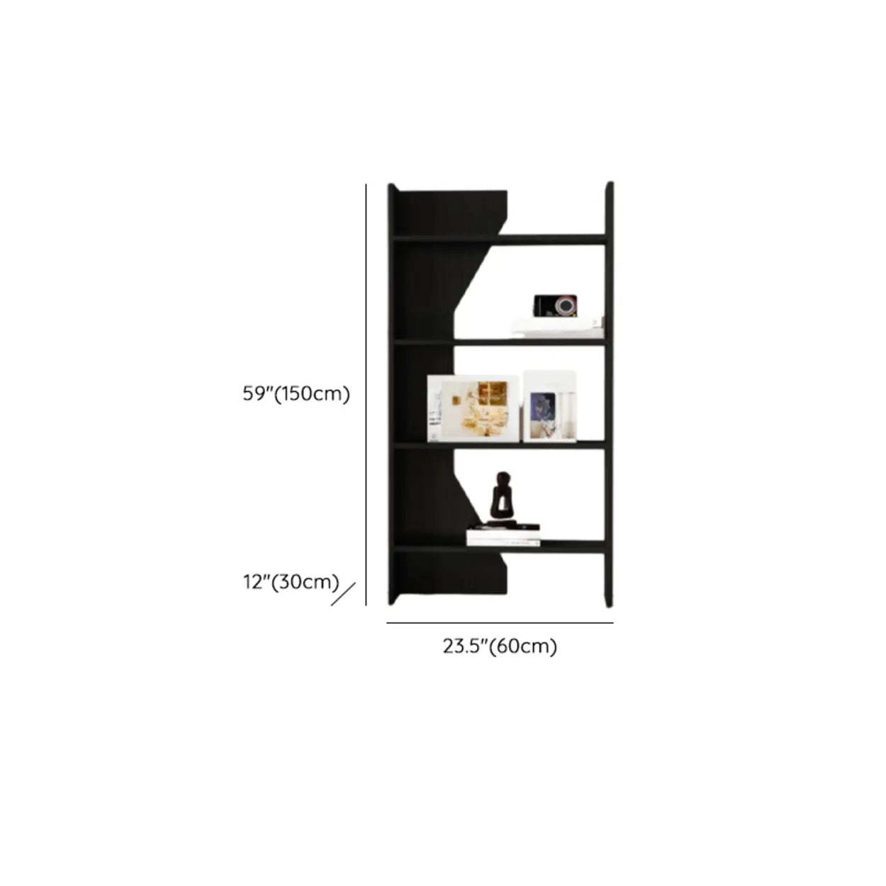 Fashion Vertical Rectangular Wood Bookshelf Black — Black