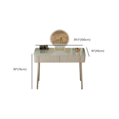 Modern Glass-Top White Vanity Table