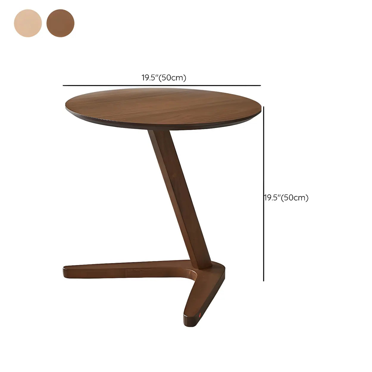 Z-Shaped Walnut Round Wood Side Table