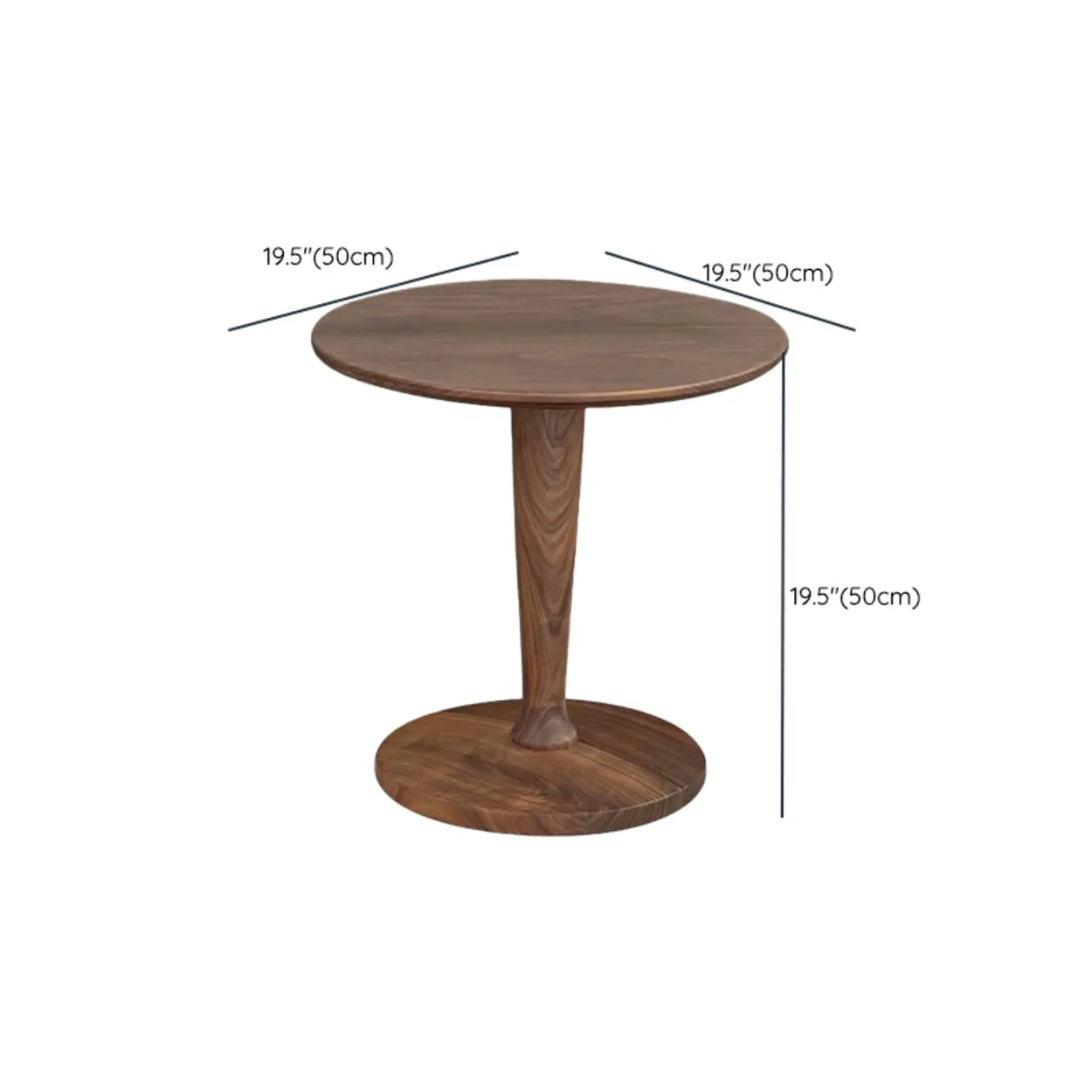 Classic Small Round Walnut Wood Side Table