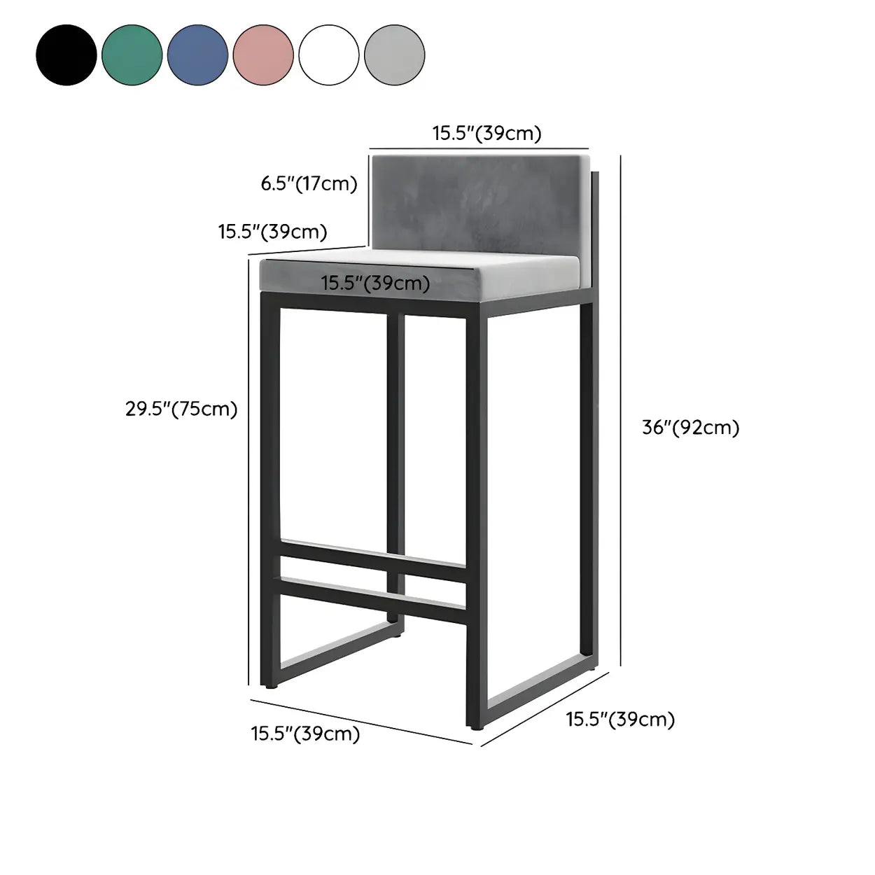 Square Upholstered Metal-Sled Bar Stool with Footrest