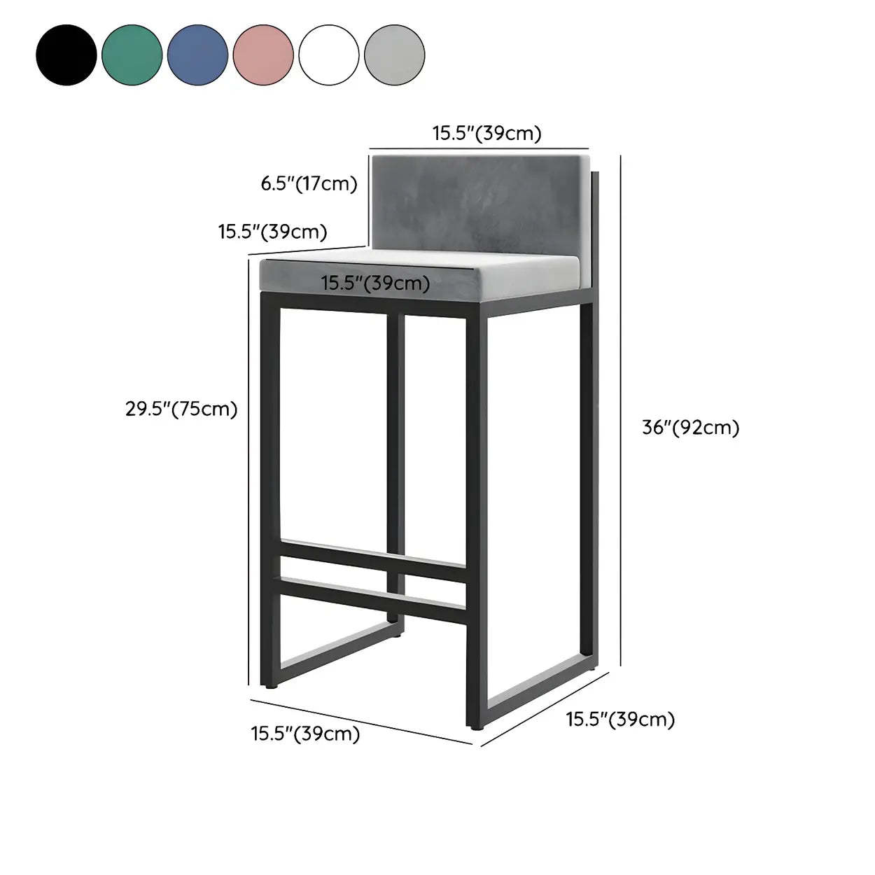 Square Upholstered Metal-Sled Bar Stool with Footrest