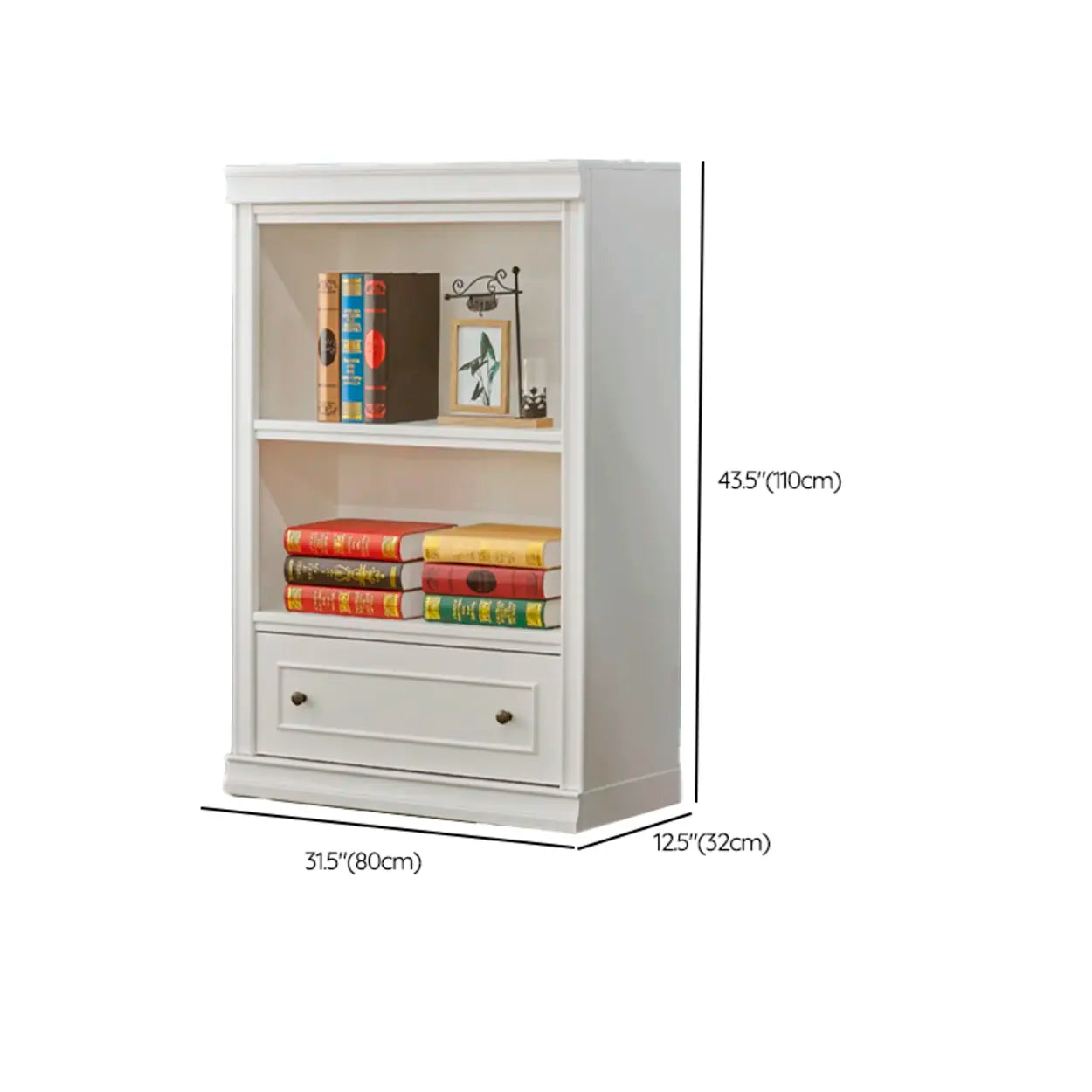 Simple White French Small Wooden Bookcase