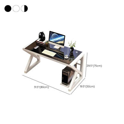White Glass Steel Sledge Gaming Desk — Black and White / Table Only