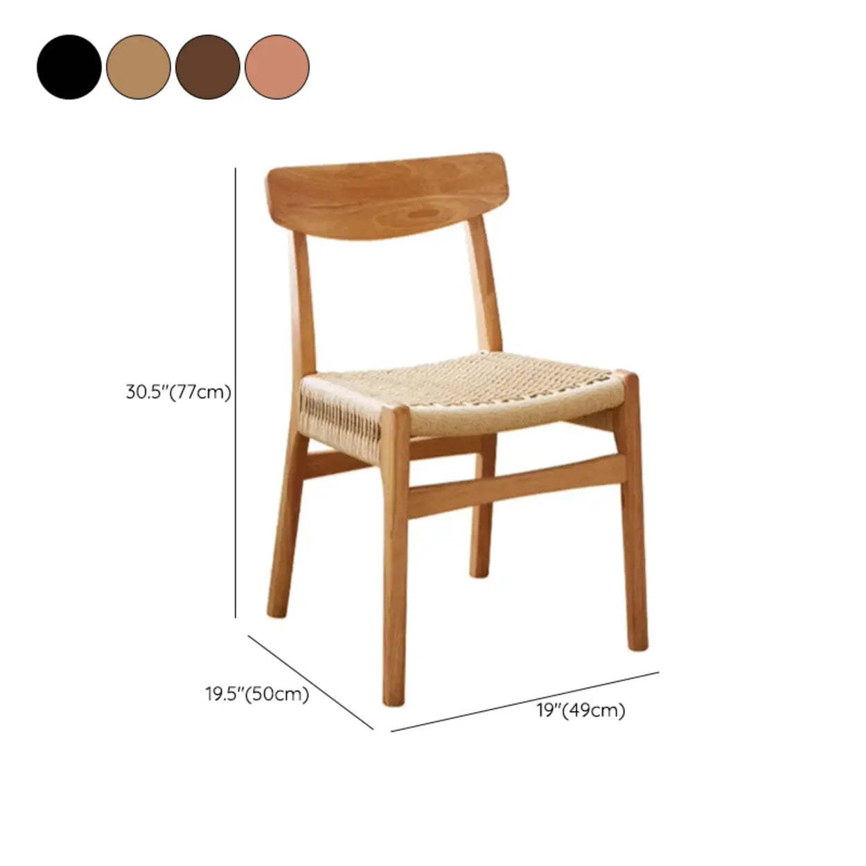 Black Braided Rope Woven Wood Kitchen Dining Chair