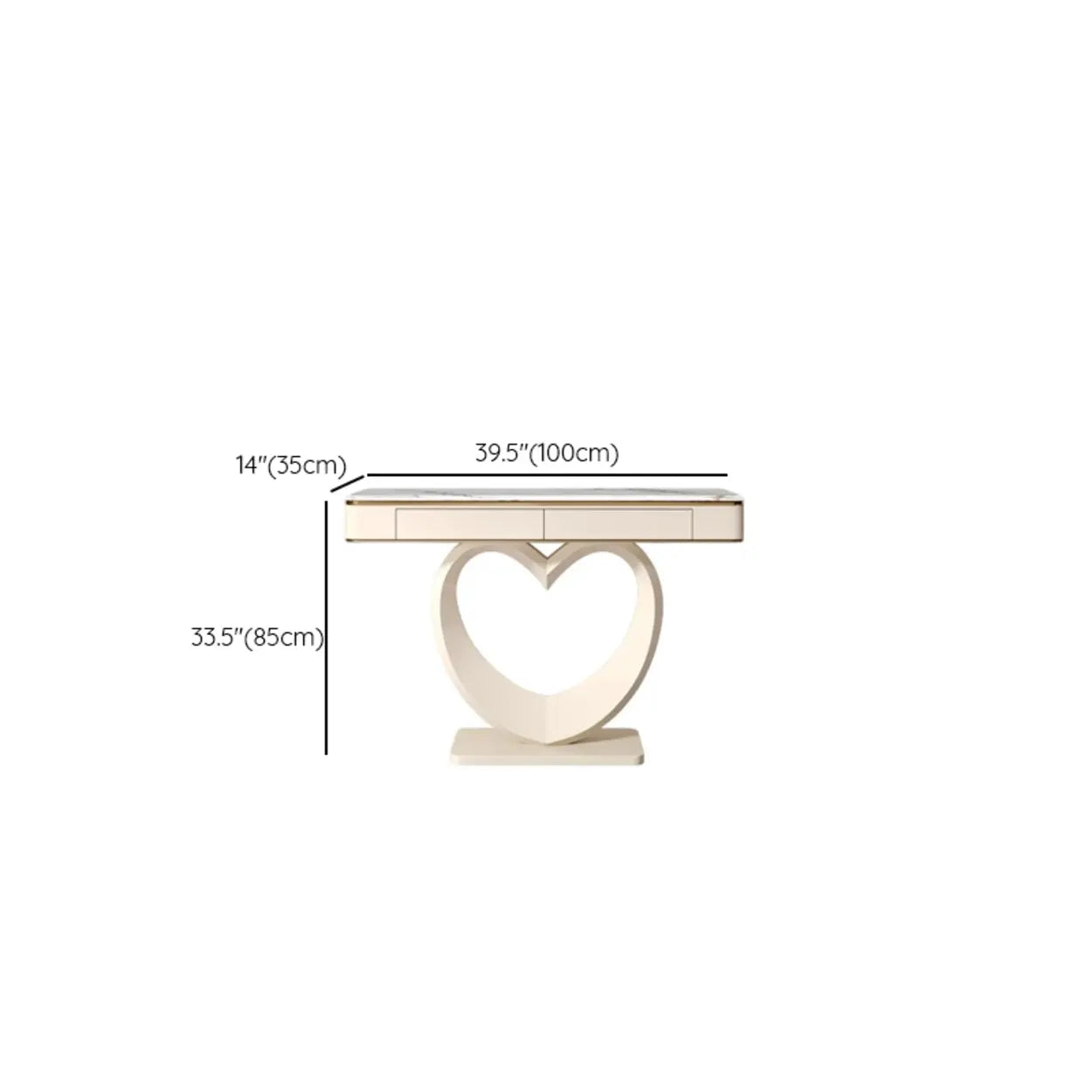 Decorative Curved Marble-Top Cream Console Table