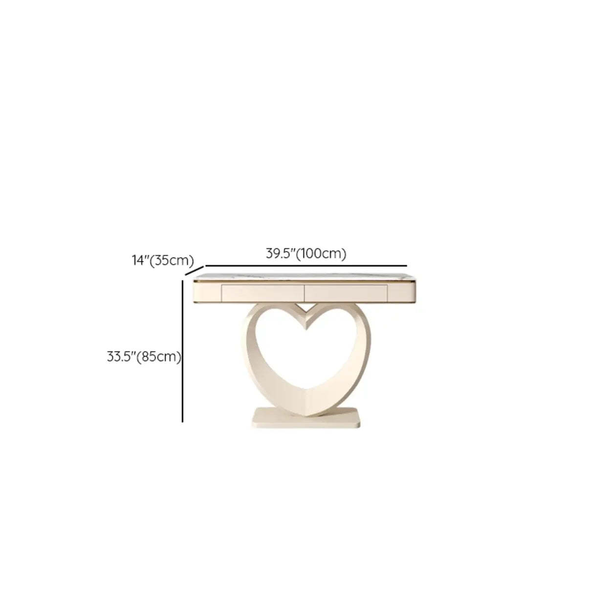 Decorative Curved Marble-Top Cream Console Table