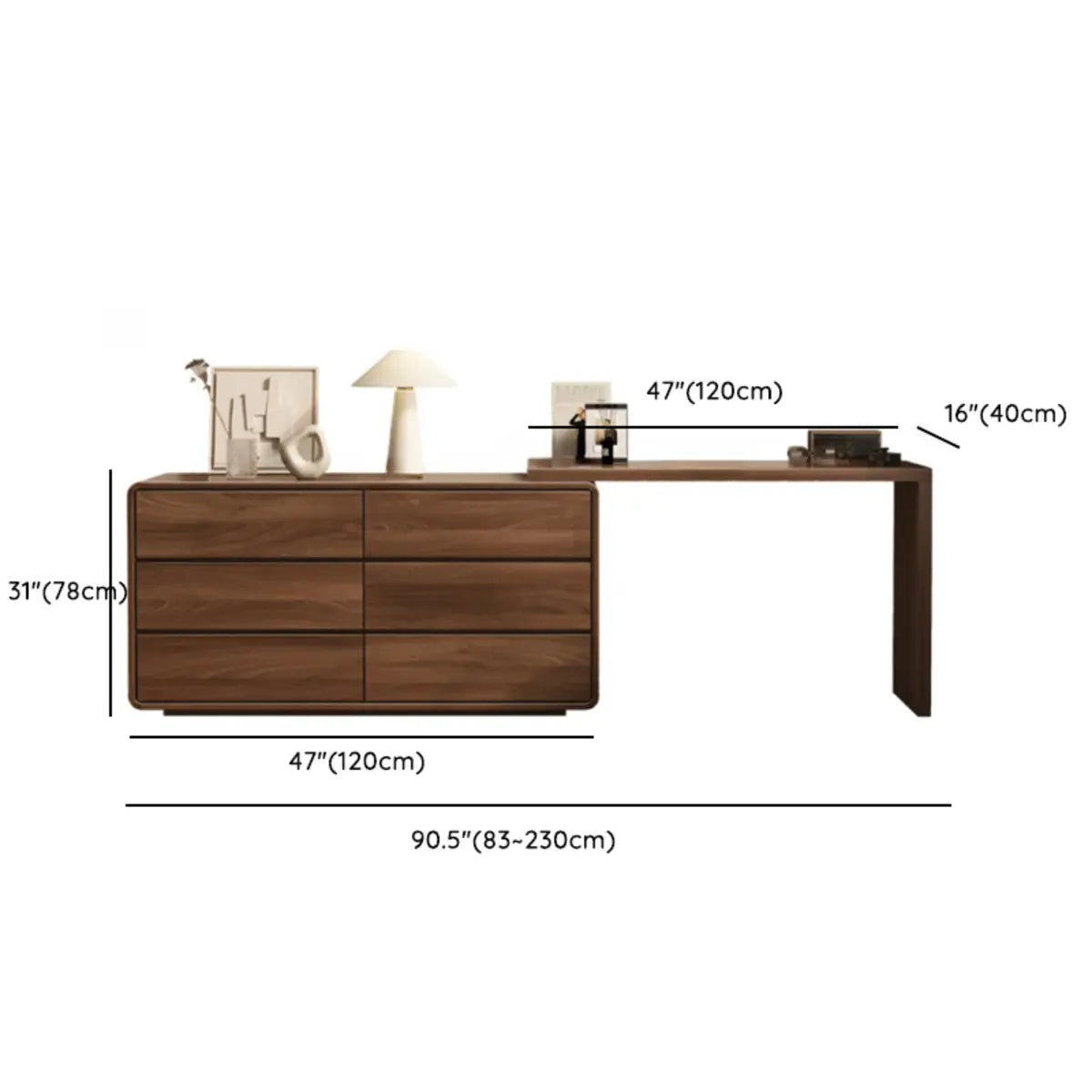 Traditional Brown Wood Drawer Vanity Set with Mirror