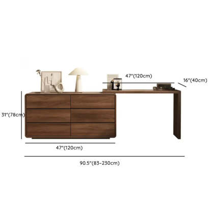 Traditional Brown Wood Drawer Vanity Set with Mirror
