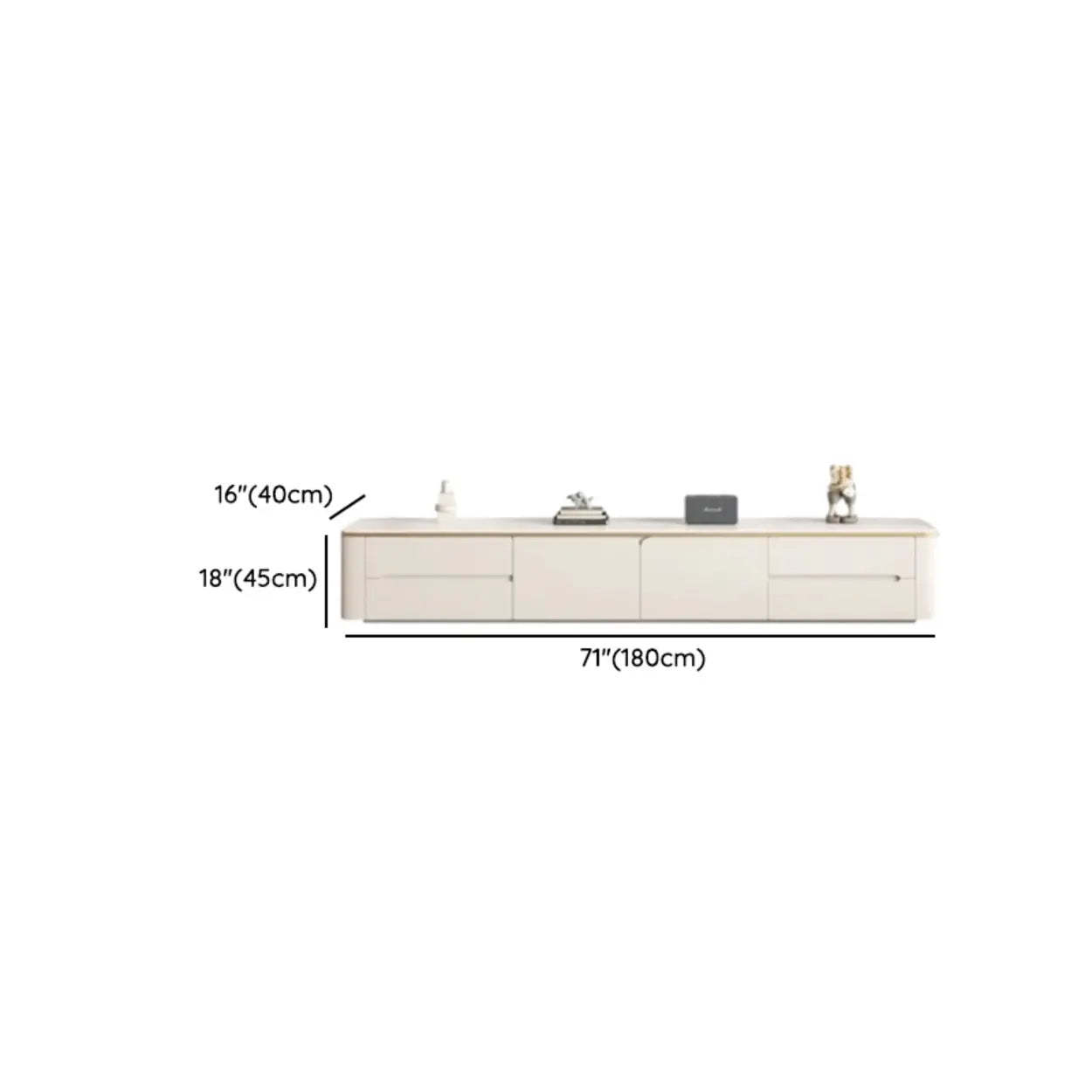 Modern Beige Marble Top Storage TV Stand