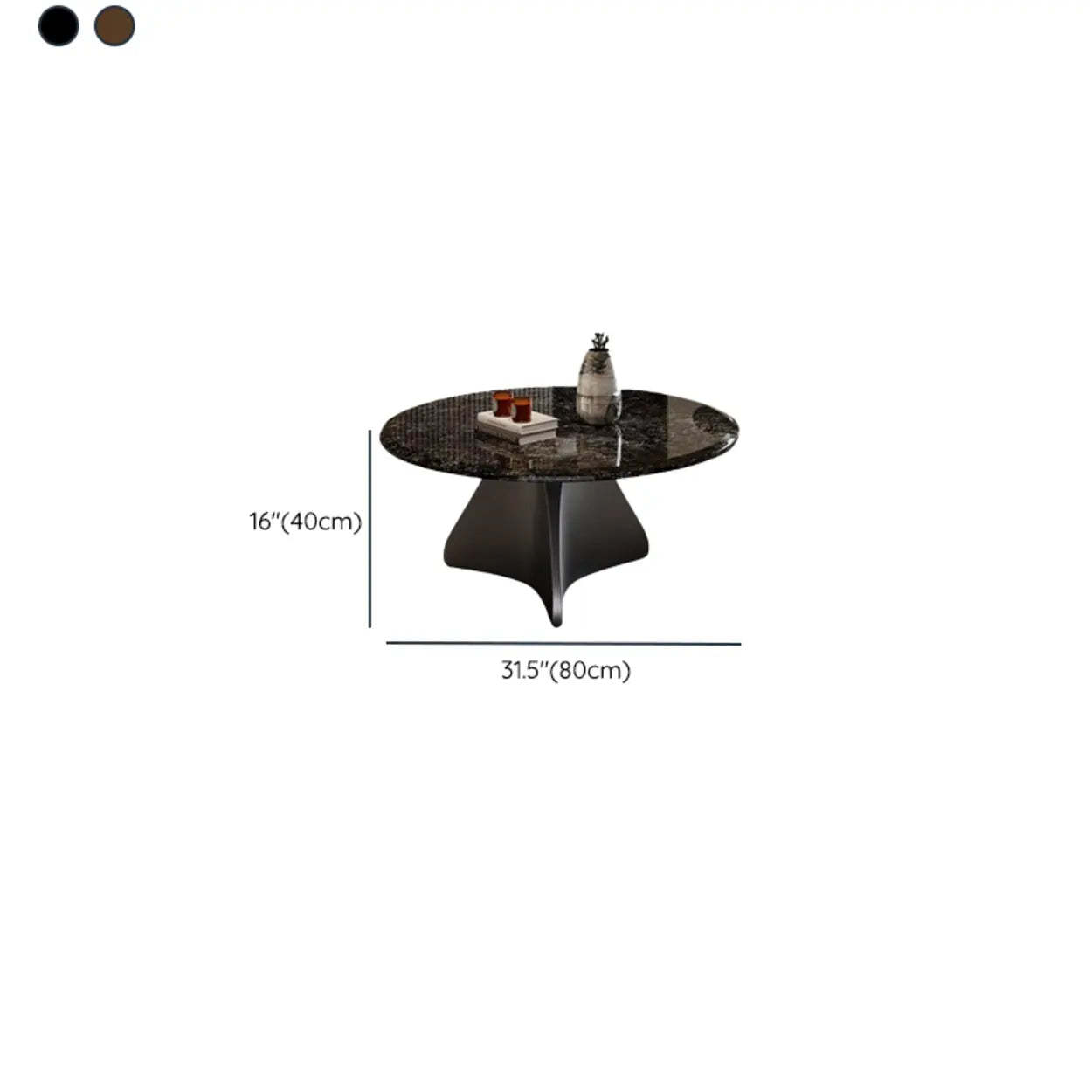 Modern Small Round Polished Stone Coffee Table