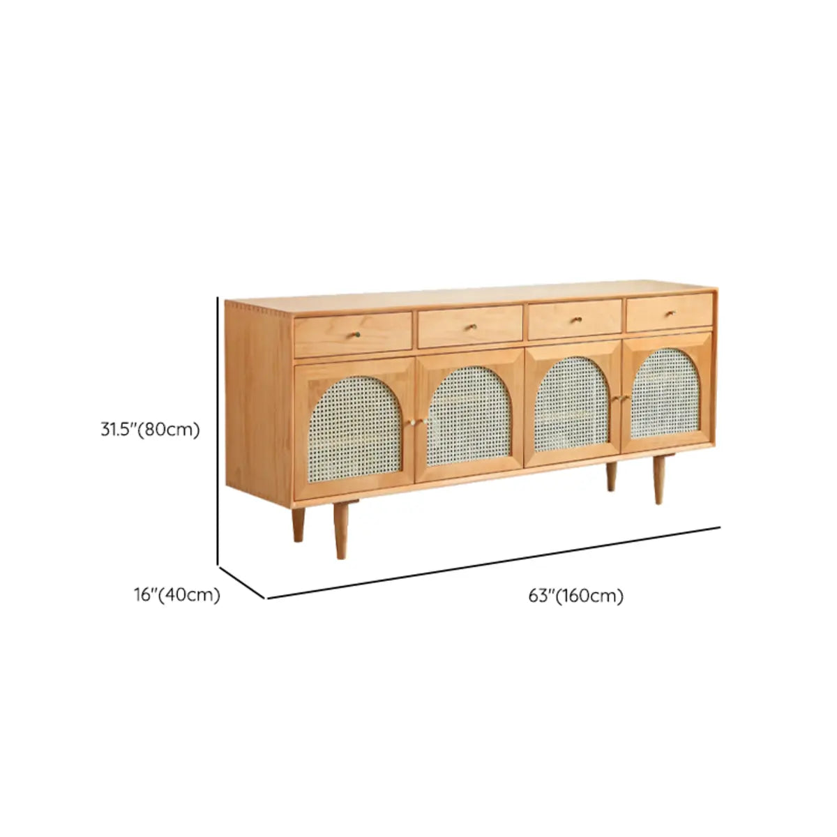 Oriental Wood Rattan Natural Large Sideboard